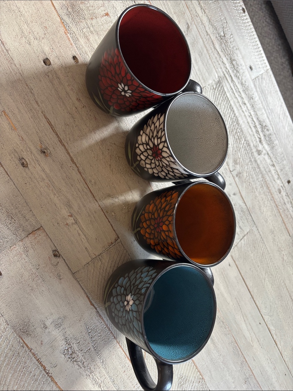 Pretty Hand-Painted Floral Ceramic Mug Set (4)- Multicolor - Picture 2 of 7